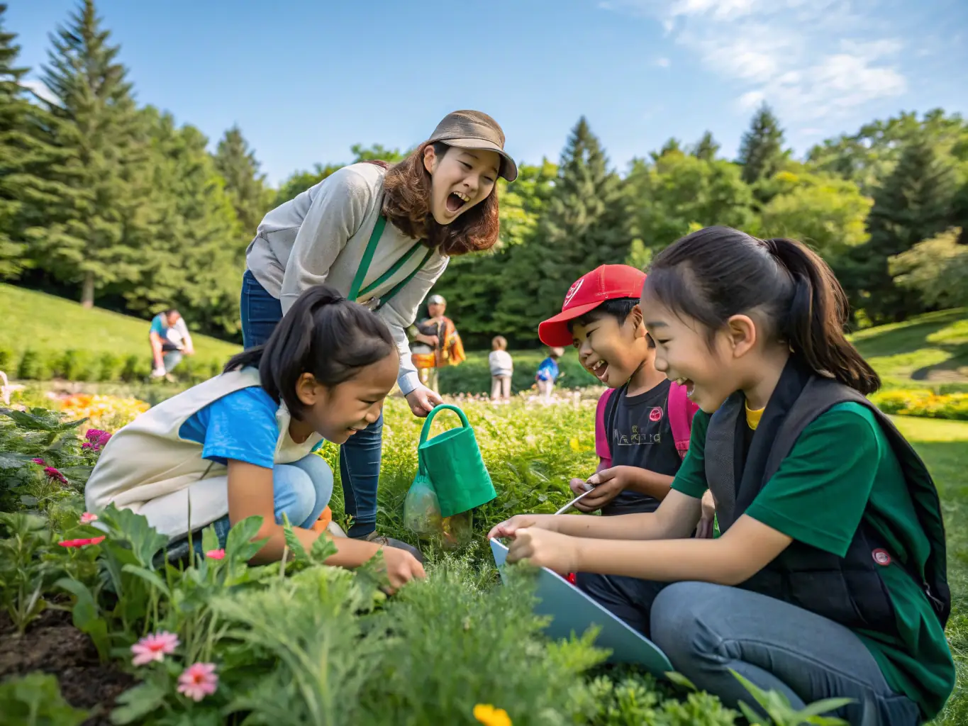 A photograph depicting a group of children participating in an educational workshop organized by ASSOC LA PIERRE LEVEE, focusing on environmental awareness and the importance of preserving local heritage.