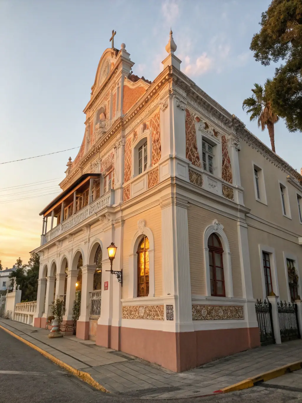 A photo of a restored historical building, highlighting the architectural details and cultural significance of the local heritage.
